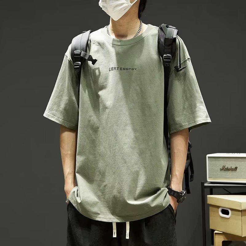 Spring and summer, lazy style, boys' fashion, trendy brand, youth pop, round neck T-shirt, versatile, fashionable, niche, casual short sleeve