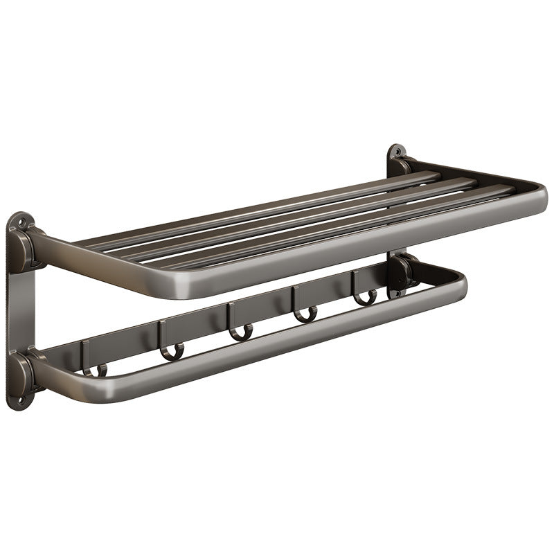 Gun gray toilet bath towel rack wall mounted bathroom towel rack non-punch space aluminum hanger clothes towel storage