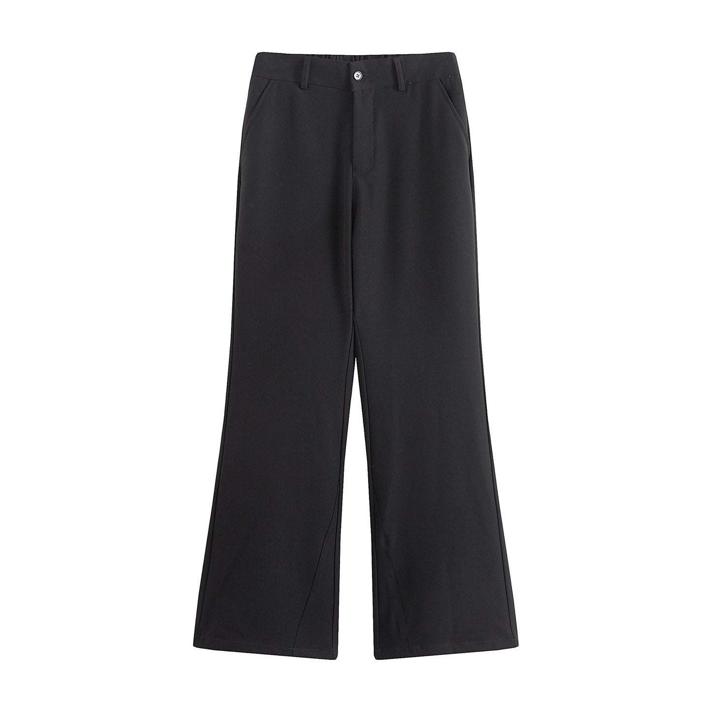 LKTM men's summer black slightly flared trousers, men's vibe, high-quality ice silk, loose draped slacks
