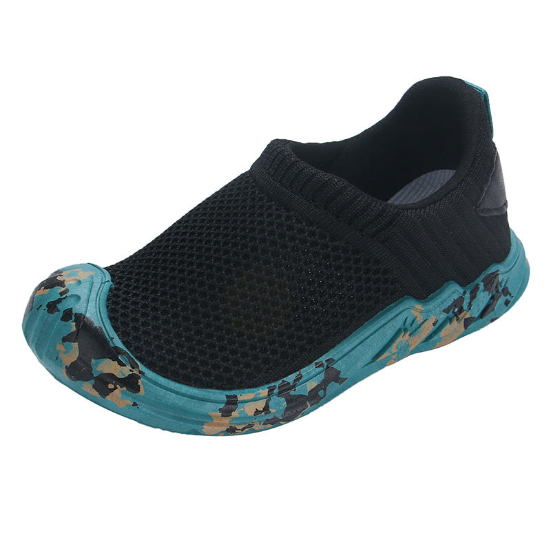 Children's sneakers, boys' tennis shoes, 2025 new breathable flying mesh casual shoes, girls' one-foot running shoes