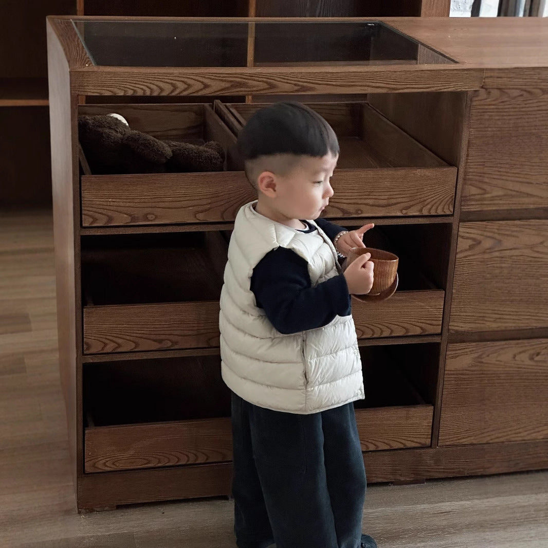 Autumn and winter new 90 white duck safety down children's down vest light and thin small and medium-sized boys and girls liner vest
