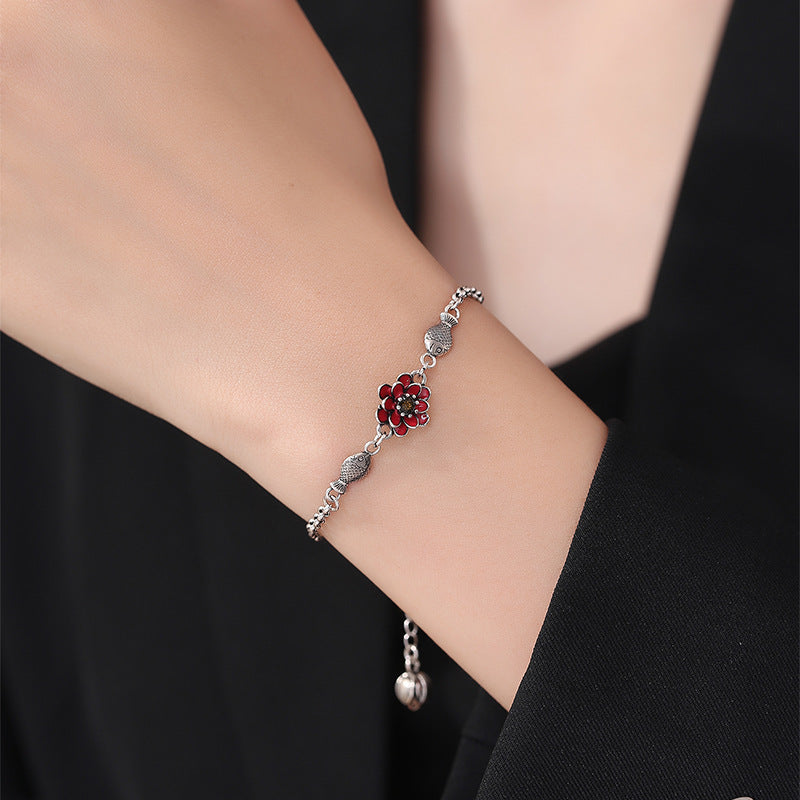 Niche design: water lily bracelet anklet, women's personality, fashionable, simple, handmade, literary fan, niche gifts