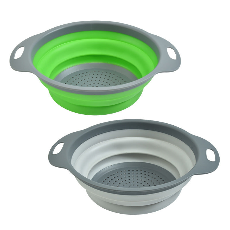 Factory Wholesale Plastic Folding Drainage Basket Household Vegetable Washing Basket Fruit Basket Round Telescopic Water Filter Basket Kitchen Tools