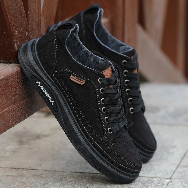 Canvas shoes, breathable and odor-proof, black cloth shoes, men's old Beijing anti-slip casual shoes, soft-soled shoes, men's middle-aged dad shoes