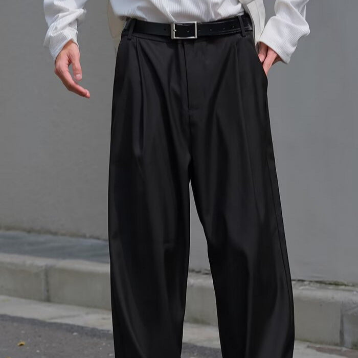 American brown trousers, men's loose straight-leg long pants, casual and versatile, commuter suit pants, wide-leg cargo pants, dad pants