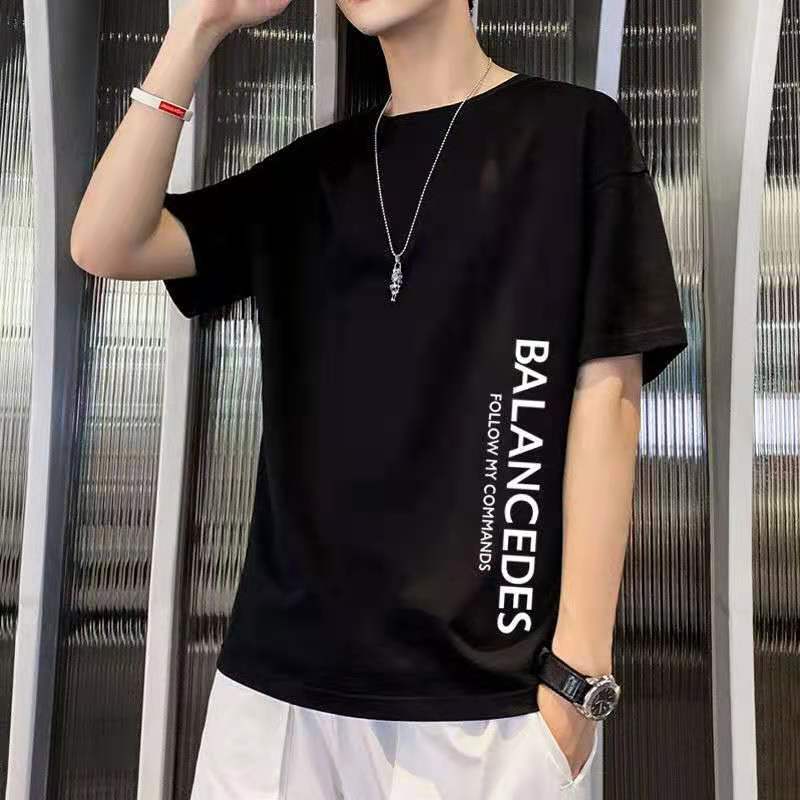 men's short sleeve t-shirt 2024 new summer trend korean loose base layer shirt clothes shirt plus size teen