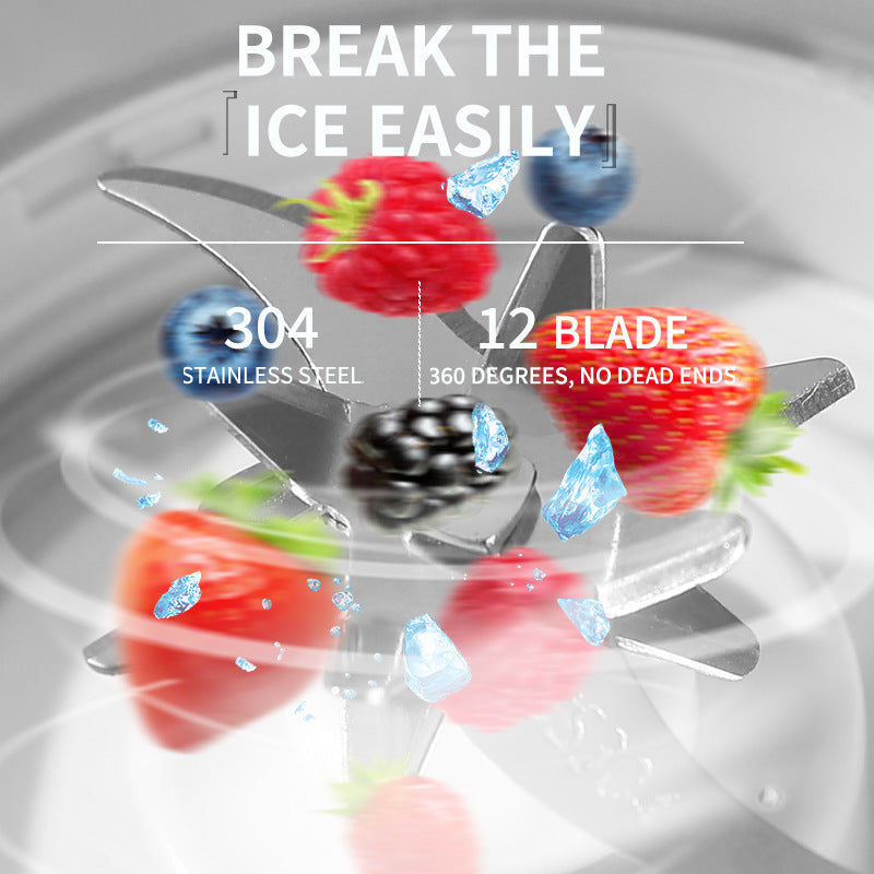 Cross-border new juicer household crushed ice self-cleaning USB rechargeable portable juicer 12 knives with juice cup