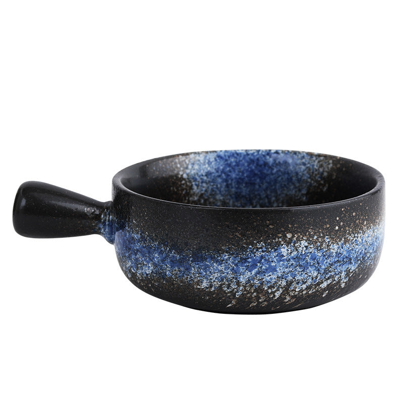Wholesale Breakfast Bowl Instant Noodle Bowl Salad Bowl With Handle Grill Bowl Heat-resistant Ceramic Japanese Style Retro Creative Baking Baked Rice Bowl