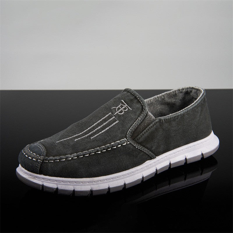 Summer new fashion beggar's canvas shoes men's breathable casual old Beijing cloth shoes lazy one foot work shoes