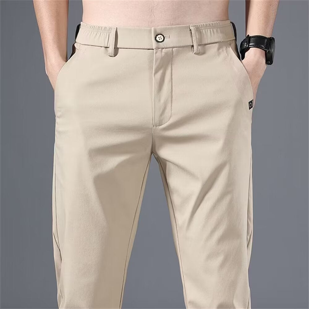 Cross Border Pants Men's Summer Ice Silk Casual Pants Men's Straight Leg Stretch Thin Quick Dry Sports Summer Pants Breathable