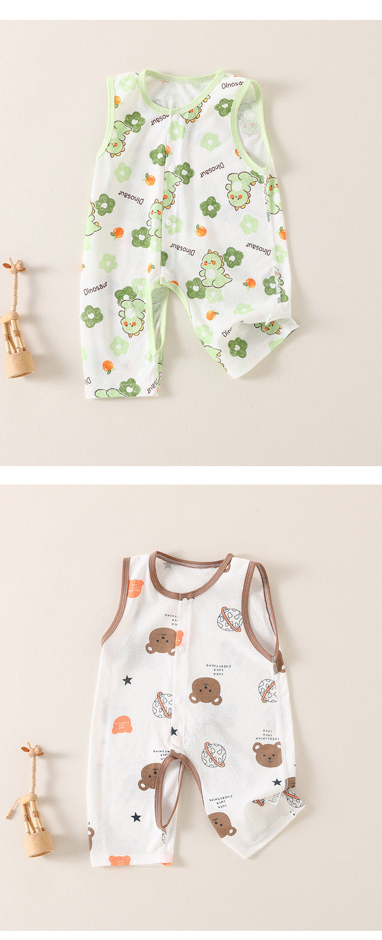 Baby one-piece clothes, cotton mesh, summer style, thin newborn camisole, Ha coat, crawl clothes, sleeveless baby