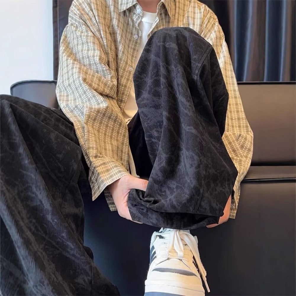 2025 New Loose Casual Pants Men's Korean Version Trendy Versatile Pants Summer Thin Drop Feeling Wide-leg Mop Pants