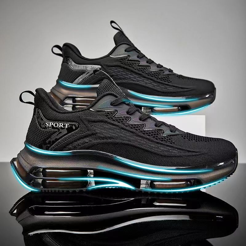 Men's Shoes 2024 New Full Palm Air Cushion Running Shoes Trend Anti-slip Shock Absorbing Casual Sneakers Summer Daddy Tide Shoes