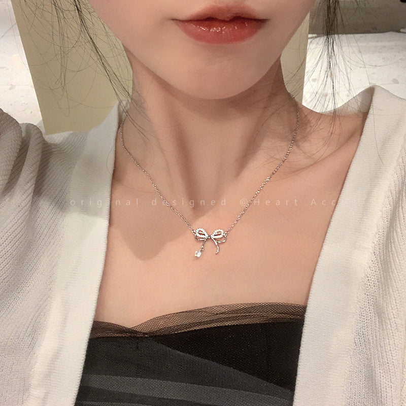 Star zircon tassel necklace female summer light luxury niche all-match net celebrity accessories Korean gentle temperament collarbone chain