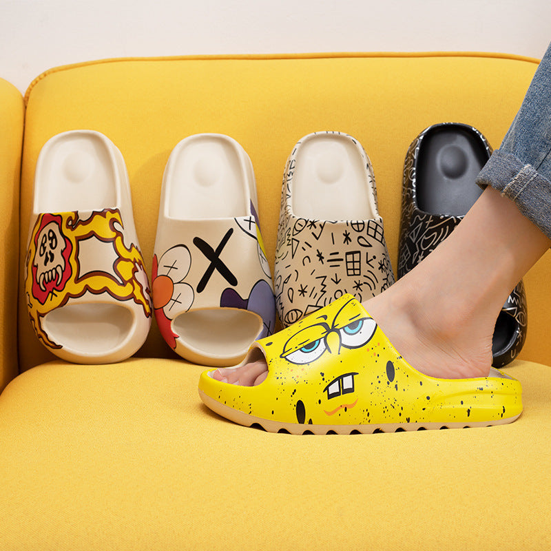 Children's slippers are worn outside in summer, non-slip boys, girls, parents, middle-aged and older children, indoor graffiti coconut sandals