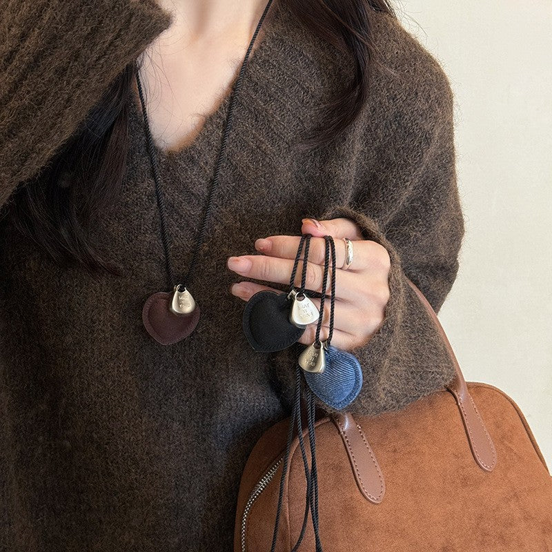 ins blogger denim love string necklace 2024 new fashion trend sweater chain niche simple necklace women