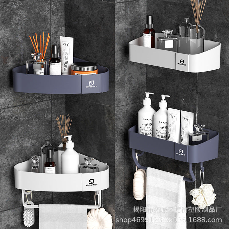 Bathroom storage rack, non-punching tripod, bathroom corner wall hanging storage rack, washbasin toiletry storage