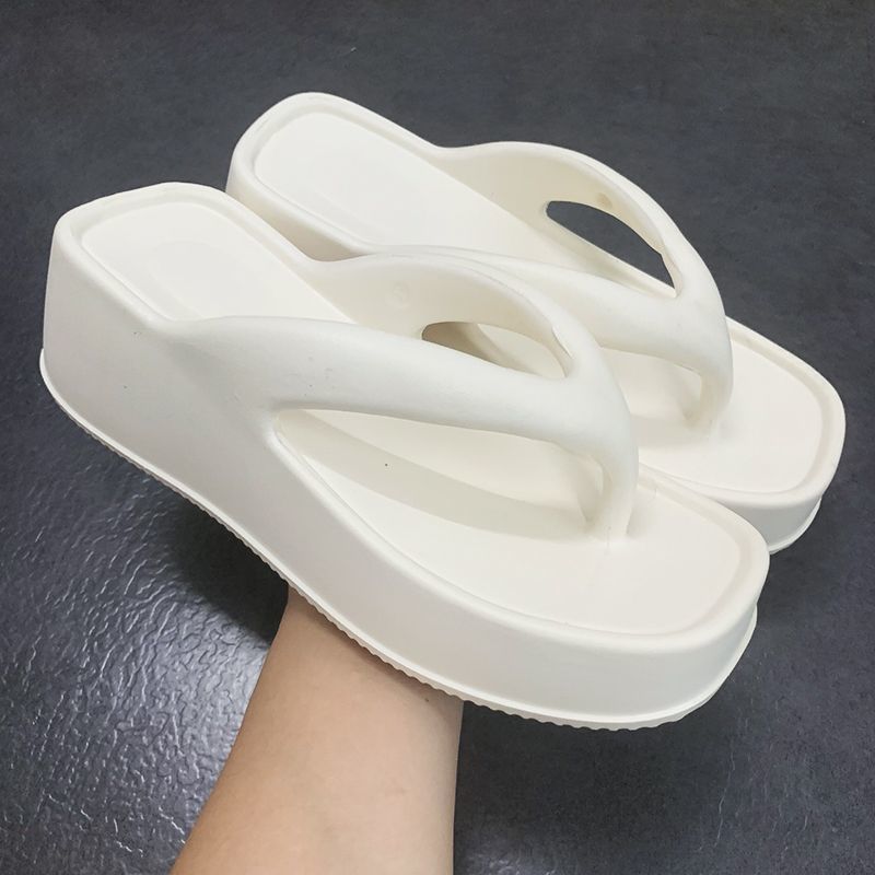 Heightened thick-soled slippers for women to wear outside in summer, fashionable new home, indoor bathing, non-slip soft-soled sandals, flip-flops