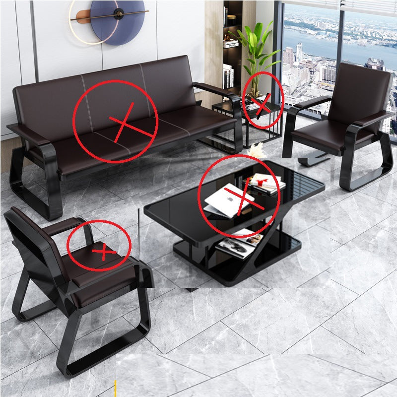 Sofa, business office, sofa, coffee table, combination set, simple modern wrought iron sofa, reception office, guest workers, reception office