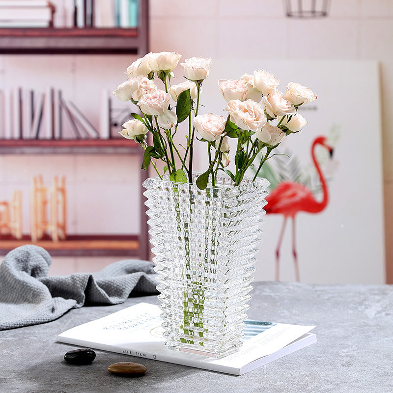 Nordic ins style high-end transparent crystal glass vase wholesale decorative hydroponic flowers home thickening ornaments