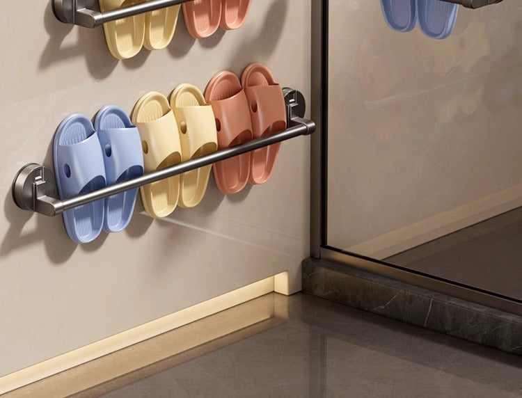 Baihan suction cup slipper rack toilet non-perforated slipper shelf, bathroom toilet wall mounted shoe storage rack