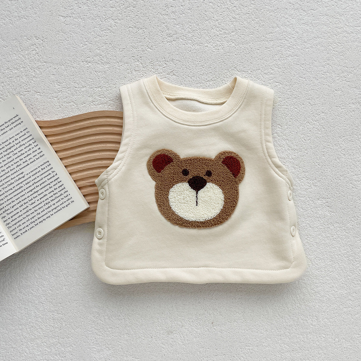 2025 baby autumn winter children's cute cartoon plush vest vest newborn boys and girls baby warm top