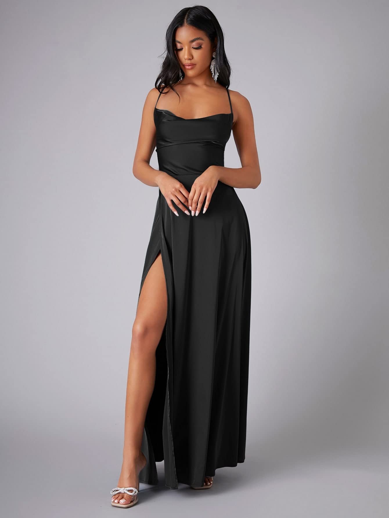 2024 new European and American foreign trade women's clothing sexy slim slim backless Amazon suspender waist dress long skirt