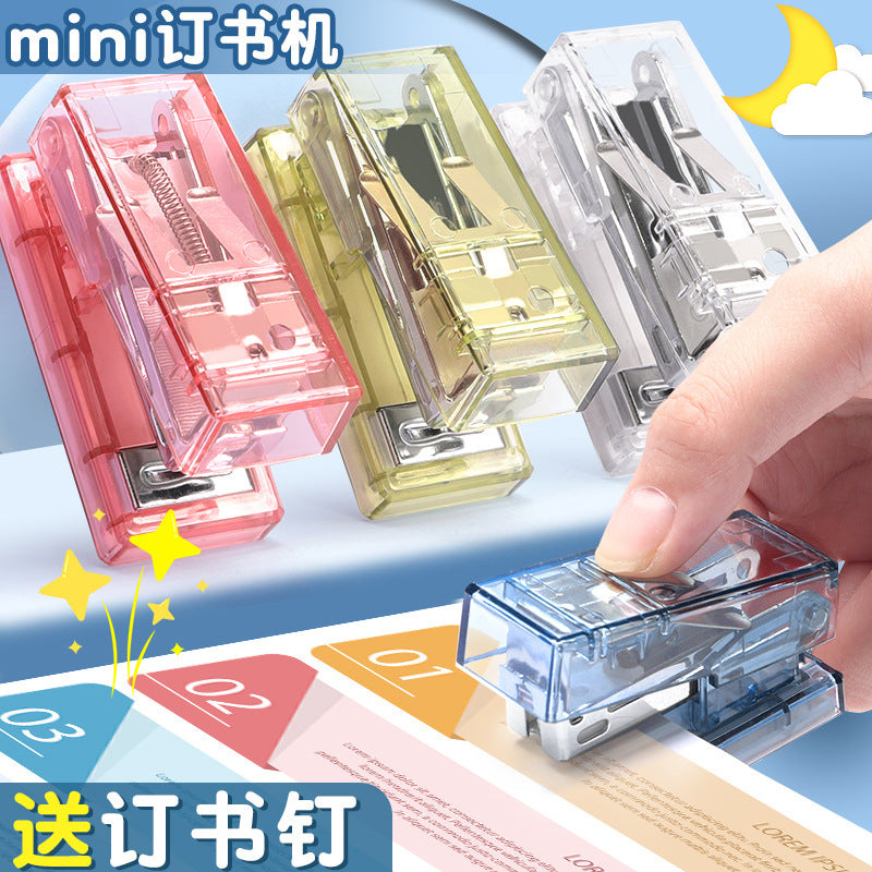 Transparent mini stapler thick children's small labor-saving primary school students convenient small stapler small household type