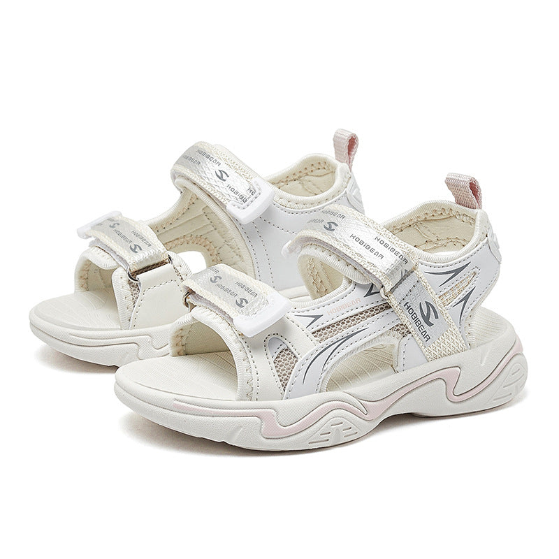 HOBIBEAR boys' sandals, summer model velcro, children's open-toe soft-soled beach shoes, casual shoes, one piece delivery