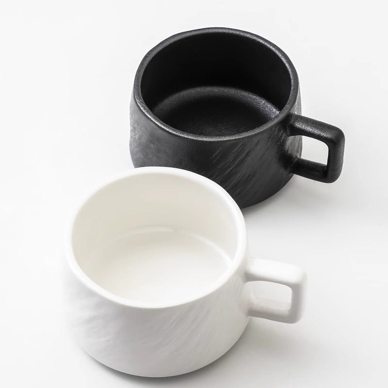 Simple Americano Cup & Saucer Set Rock Pattern Teacups, Hanging Ear Coffee Cups, Home Breakfast Cups, Afternoon Tea Cups