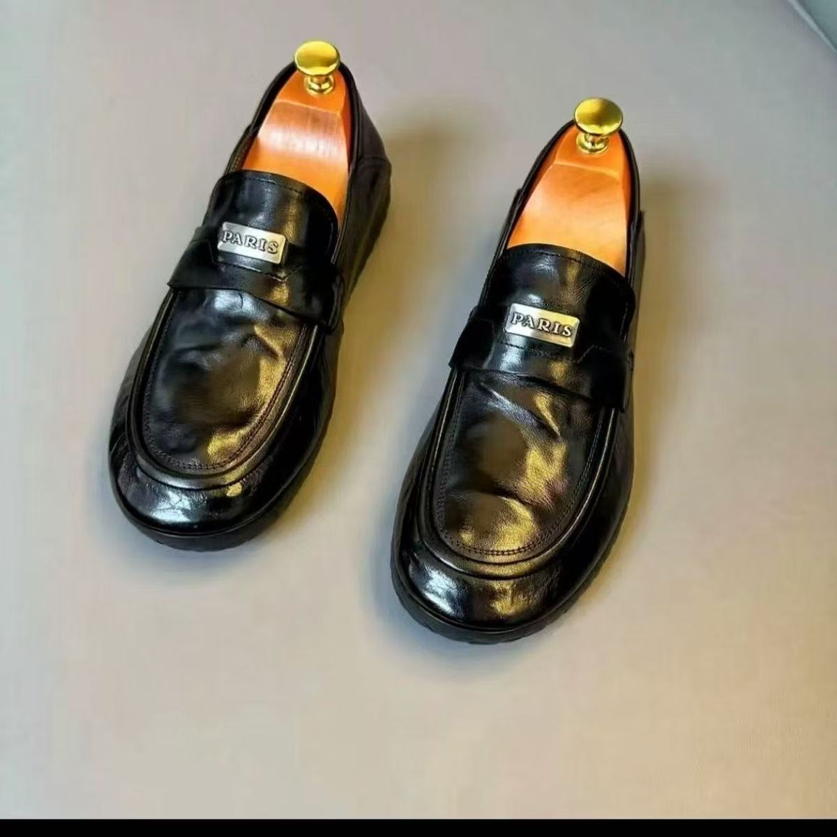 Guangzhou early spring new men's shoes business casual soft bottom mango water scratch cowhide no glue bean beanie shoes leather shoes 71231-21