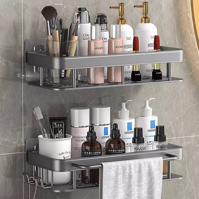 Storage, rectangular storage shelves, space aluminum kitchen, bathroom, wall-mounted non-perforated bathroom shelves