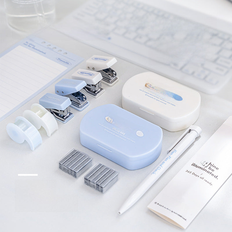 Planwith Multifunctional Efficiency 3-in-1 Handbook Tool Box Stapler Punch Tape Machine Tool Box