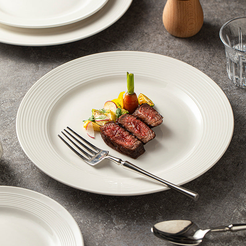 Steak plate high-end plate home dish plate 2025 new western plate ceramic tableware flat plate breakfast plate