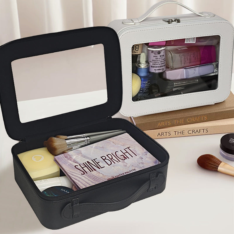 Transparent cosmetic bag, ins-style student, portable travel cosmetics storage box, large capacity hard shell three-dimensional makeup box