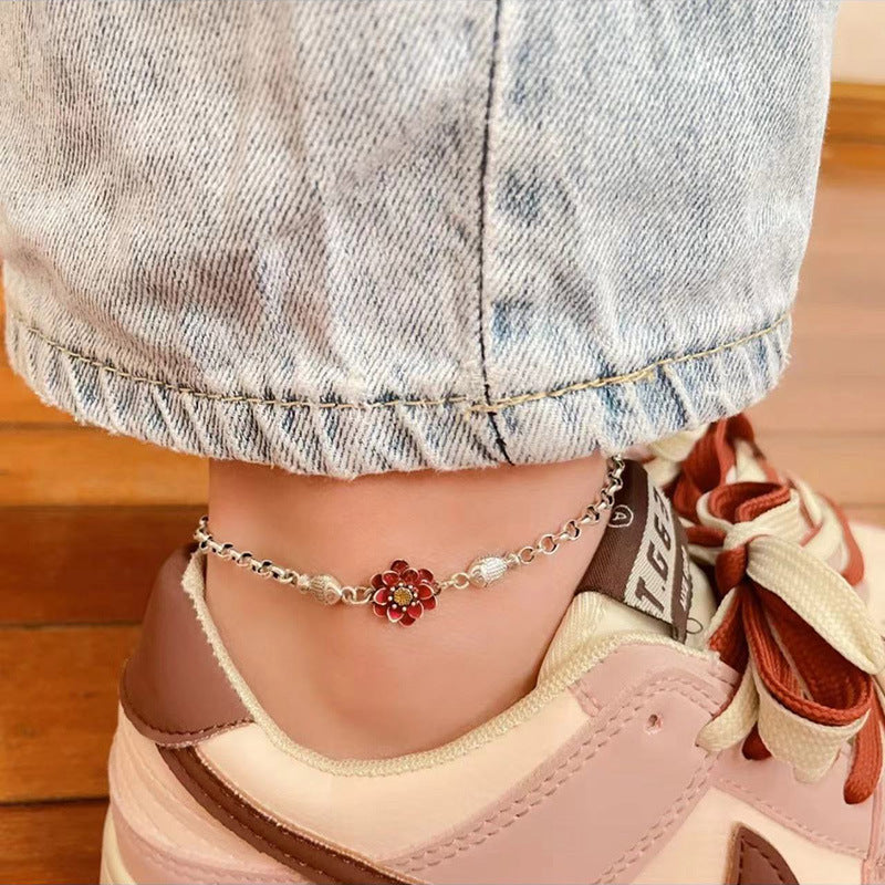 Niche design: water lily bracelet anklet, women's personality, fashionable, simple, handmade, literary fan, niche gifts