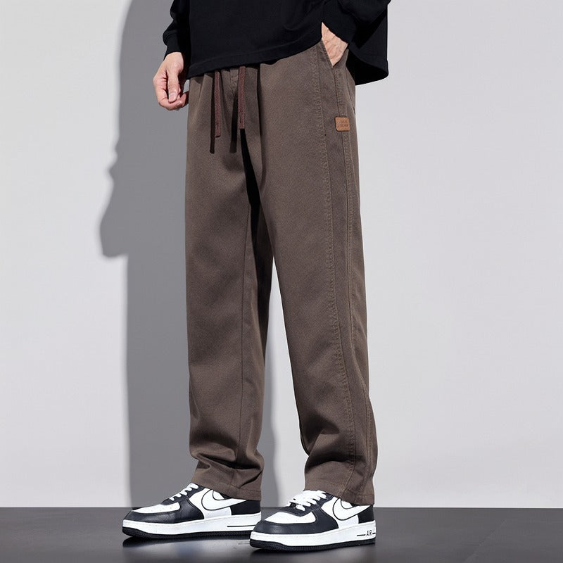 Spring Autumn 2024 New Loose Casual Pants Men's Thickened Straight Leg Cargo Pants Men's Versatile Wide-Leg Long Pants