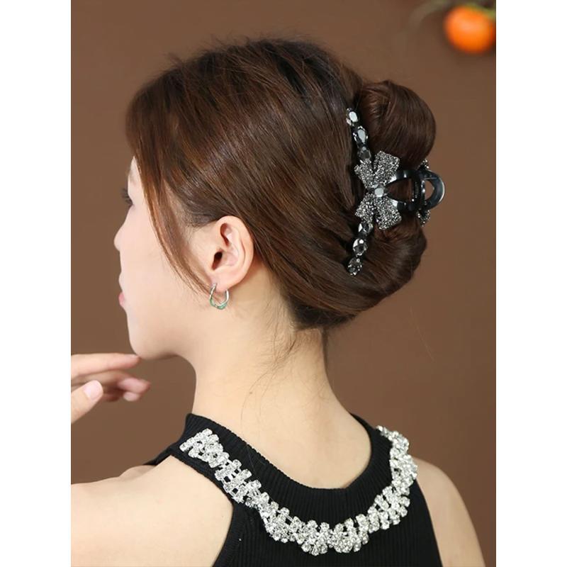 Full of diamonds, bows, big grab clips, women's Korea, light luxury, heavy industry, rhinestones, disc hair, shark clips, fashionable, versatile hairpins, hair grabs