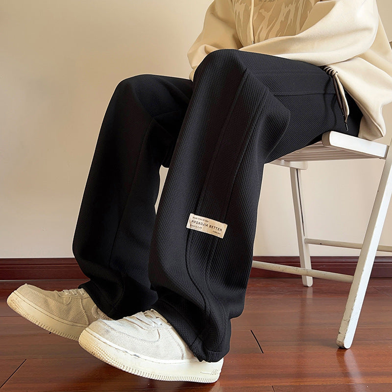 Trendy brand casual pants men's loose spring and autumn new drawstring sweatpants teen students high-quality sweatpants