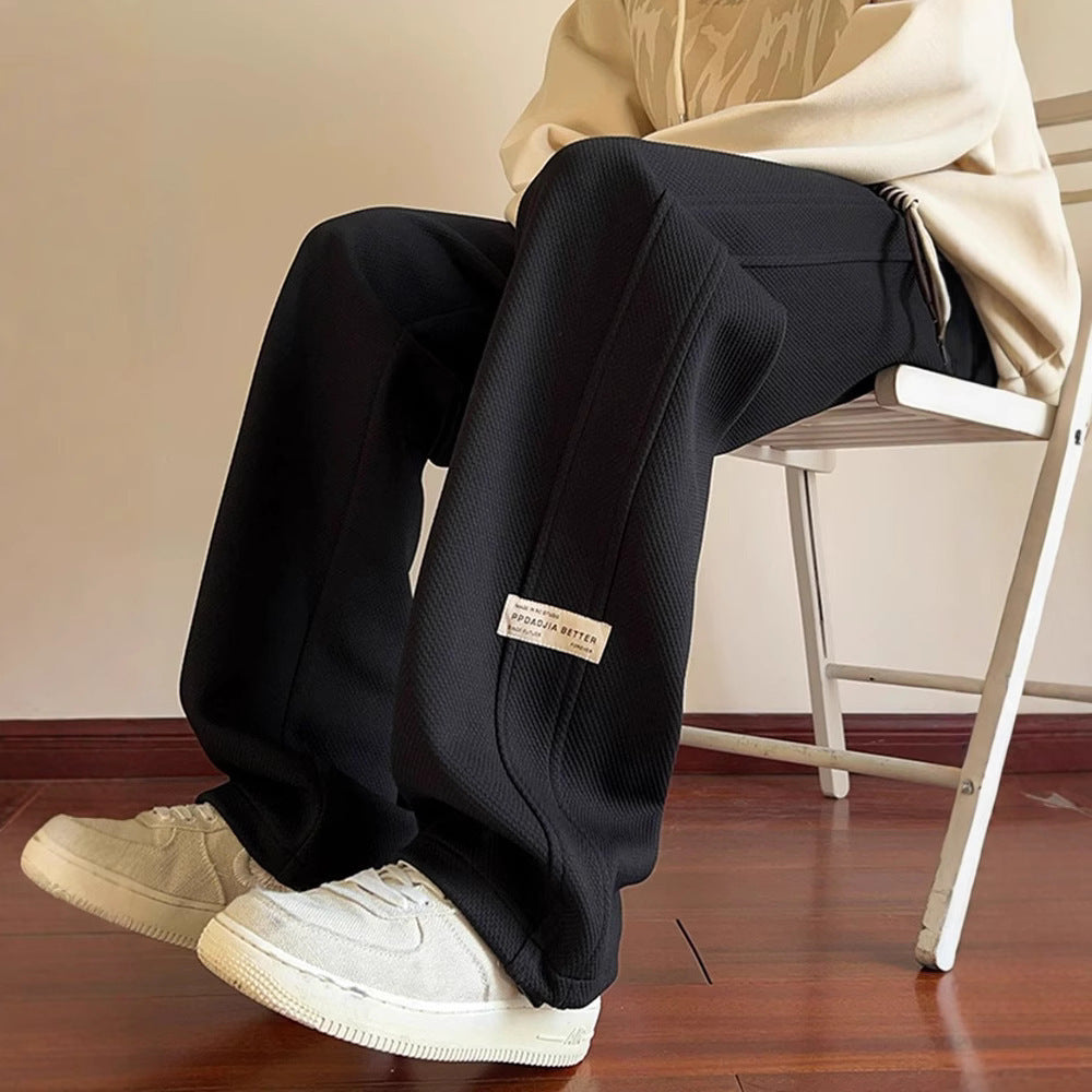 Trendy brand casual pants men's loose spring and autumn new drawstring sweatpants teen students high-quality sweatpants
