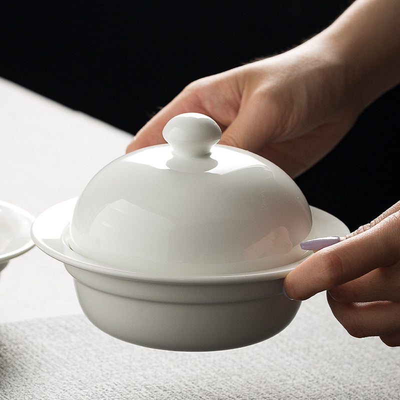 Ceramic stewed cup, bird's nest stew cup, home steamed egg bowl, Chinese soup cup, hotel restaurant, Shaxian pure white commercial cup