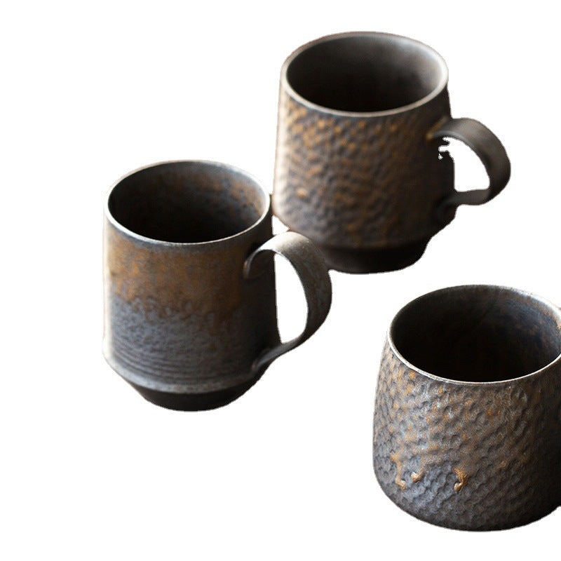 Ceramic coffee mug handmade Japanese vintage latte art mug stoneware gilt mug industrial style creative tea mug