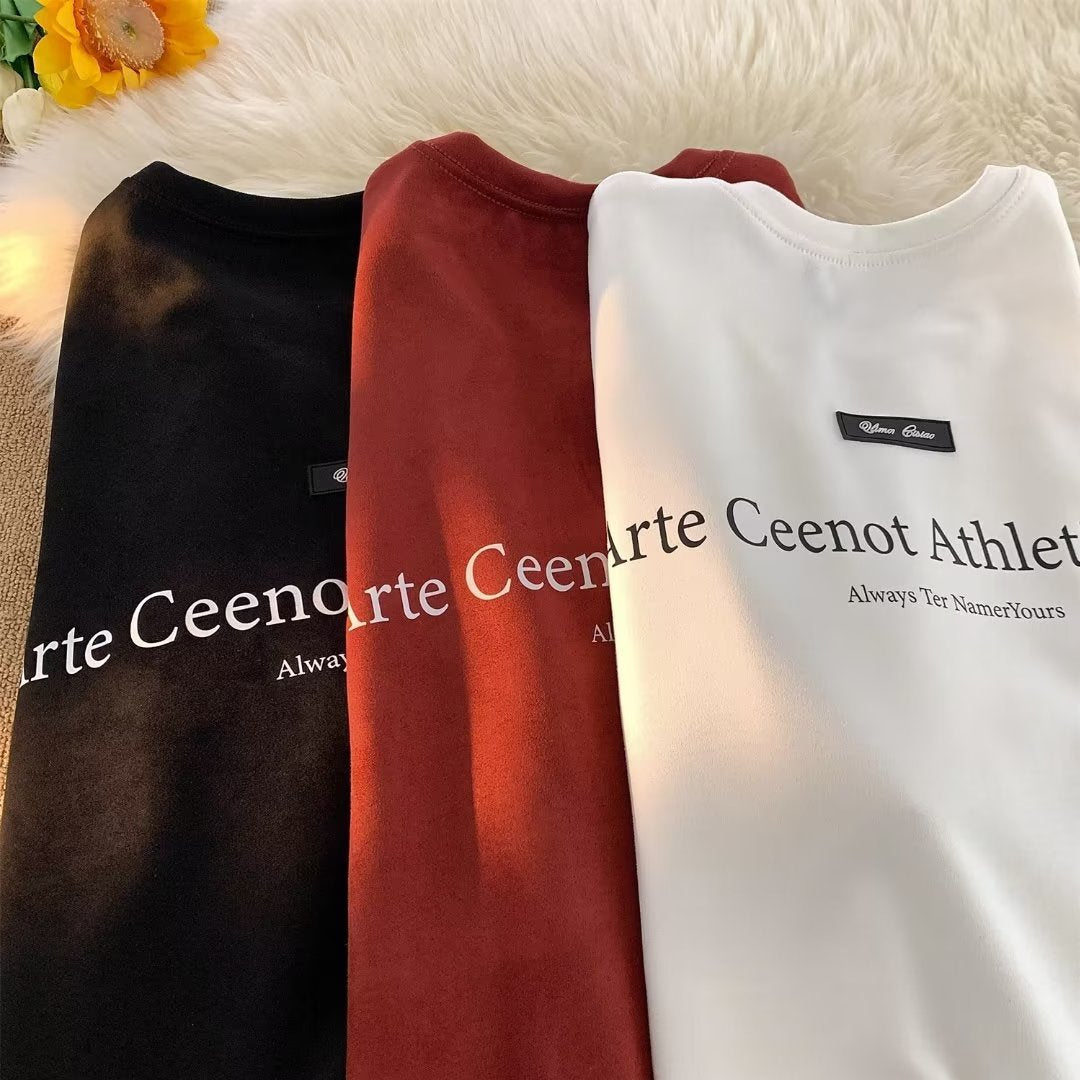 New letter t-shirt men's summer fashion brand loose and versatile short sleeve american retro fashion brand half sleeve hundred