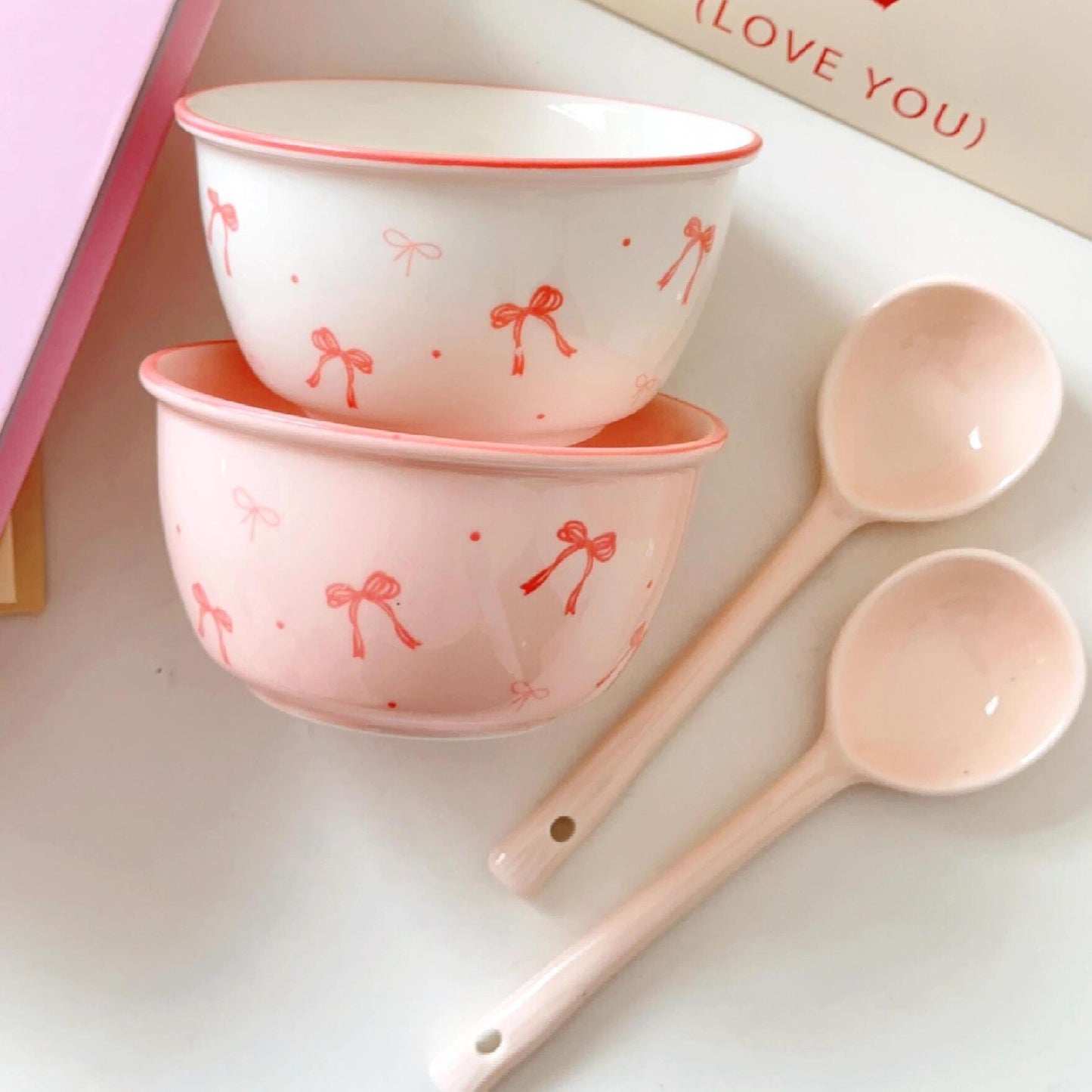 Underglaze color dish set, household high-value ceramic tableware four-piece set, couple bowl and chopstick set, rice bowl, spoon