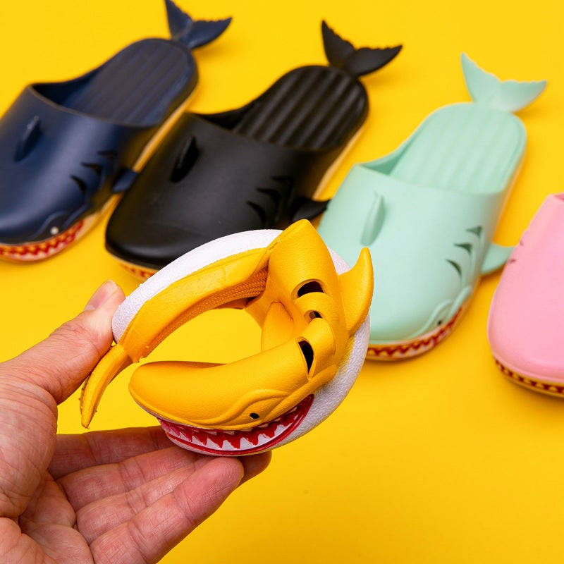 Creative funny children's shark Baotou slippers cute indoor and outdoor non-slip cartoon slippers boys and girls hole shoes