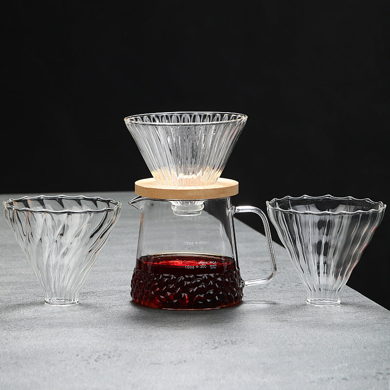 Coffee pot filter cup drip pot filter glass sharing pot with graduated set filter cup with holder, coffee pot