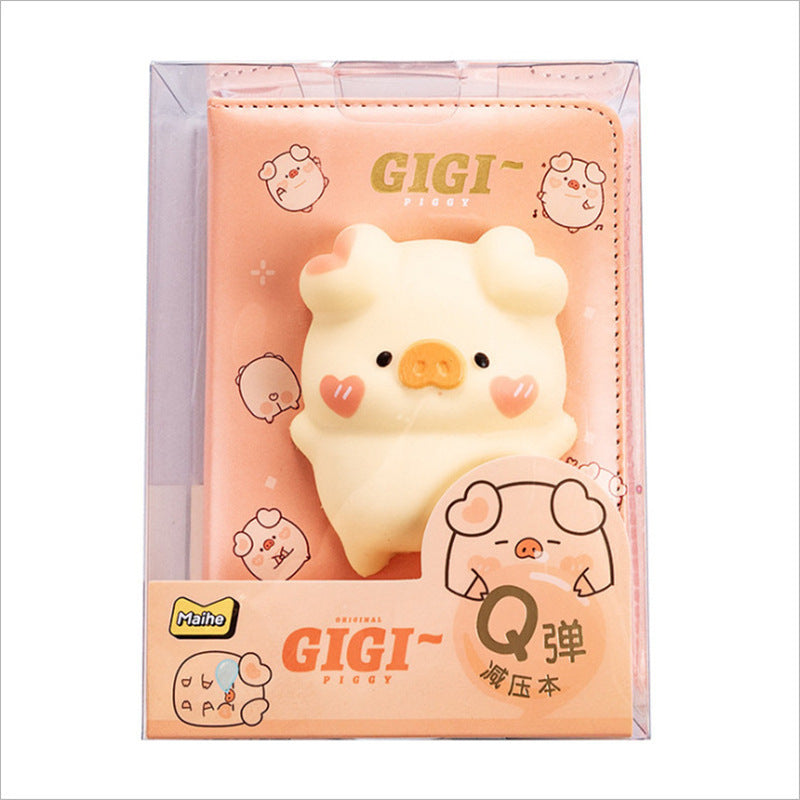 Creative A6 decompression notebook, 3D soft cute memory foam doll diary, slow rebound pu handbook notebook