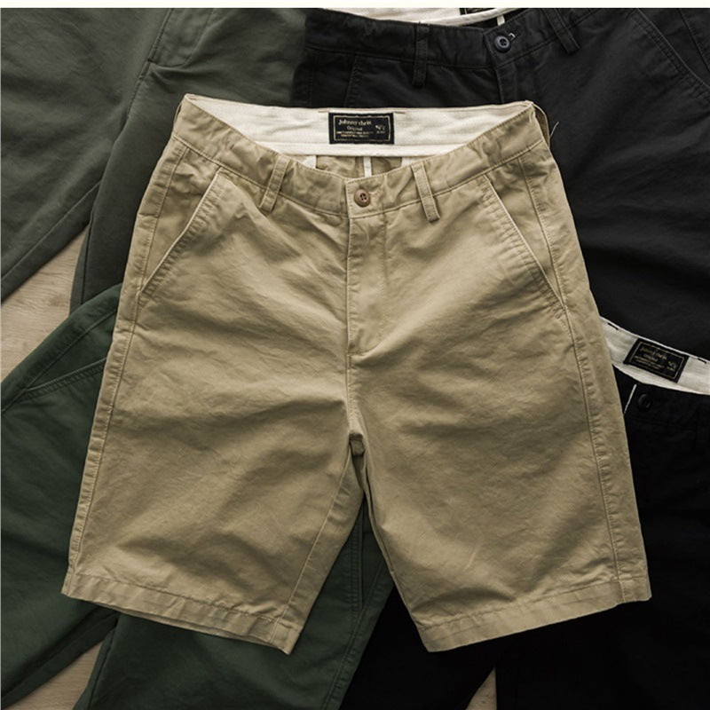 cargo pants, summer texture wash, men's casual shorts, trendy men, Japanese solid color trend, versatile slim five-point pants