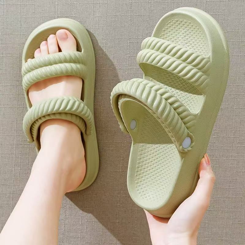 Stepping on shit feeling sandals and slippers women summer outdoor wear cute non-slip thick-soled two-wear sandals soft-soled girls outdoor beach shoes