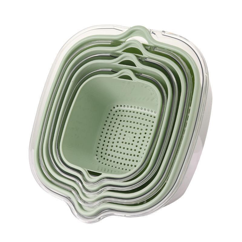 Double-layer washing basin drain basket kitchen fruit washing fruit filter artifact washing vegetable basket multi-functional living room household fruit plate